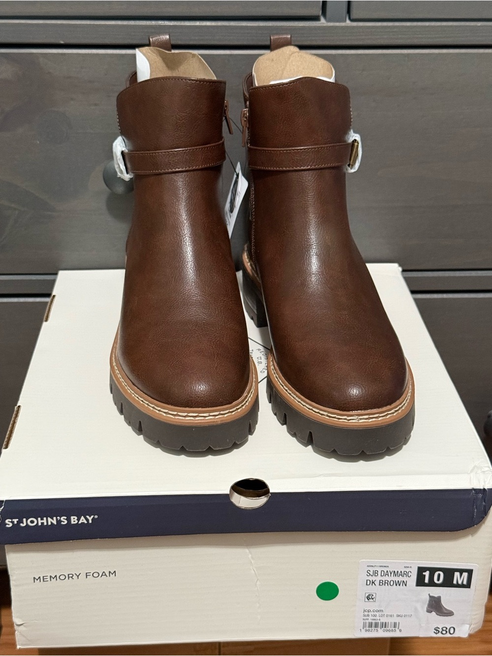 St. John's Bay Brown Women's Lug Sole Ankle Boots